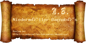 Niedermüller Barnabás névjegykártya