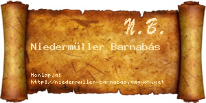 Niedermüller Barnabás névjegykártya